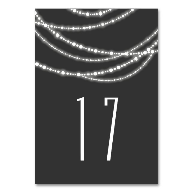 Merry & Bright Christmas Sparkling Lights Holiday Table Number (Front)