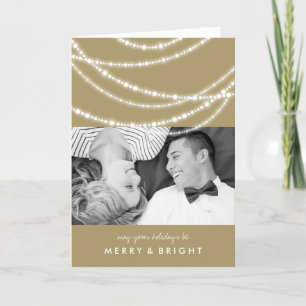 Merry & Bright Christmas Sparkling Lights Photo Holiday Card