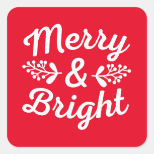 Merry & Bright Christmas Square Sticker