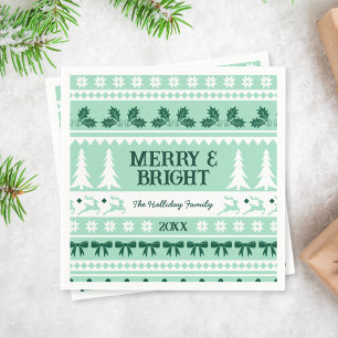 Merry & Bright Christmas Sweater Mint Green Napkins