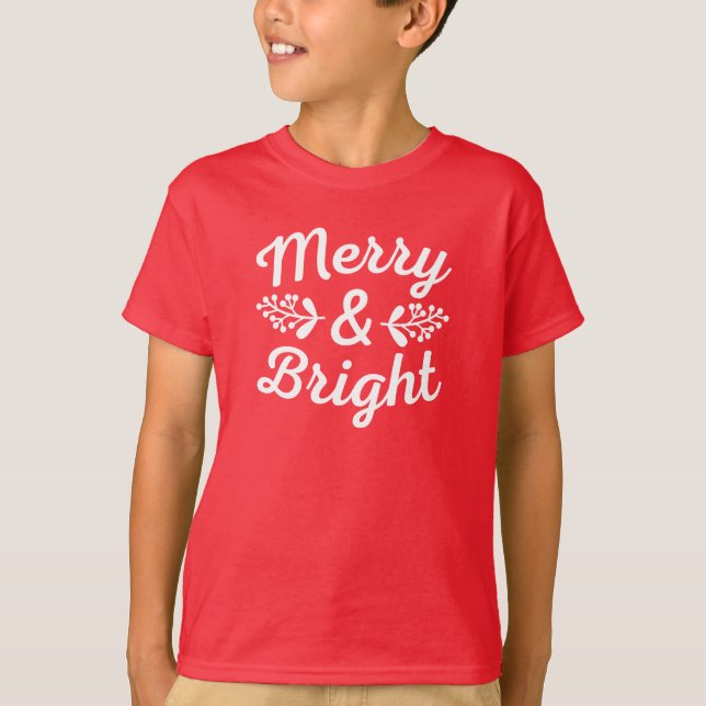 Merry & Bright Christmas T-Shirt (Front)