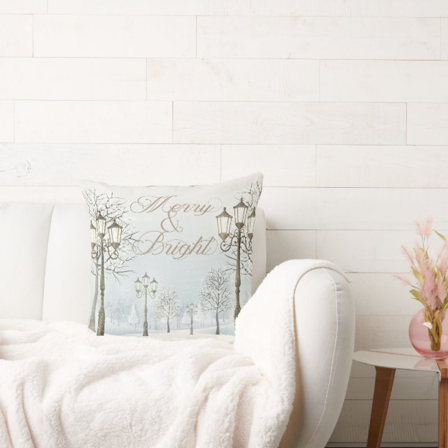 Merry & Bright Christmas Throw Pillow (Couch)