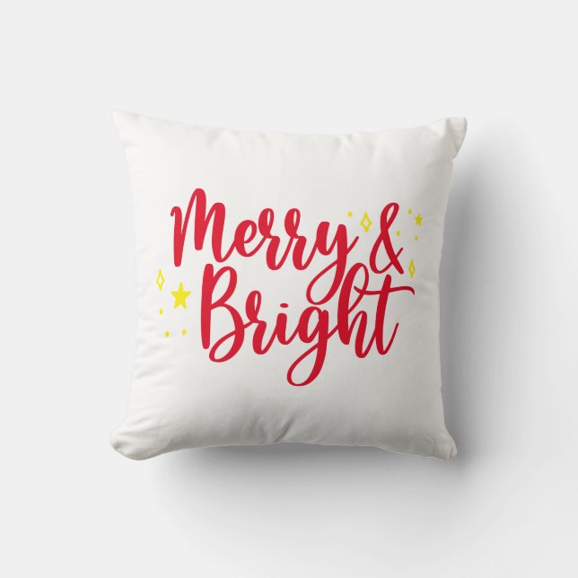 Merry & Bright Christmas  Throw Pillow (Front)