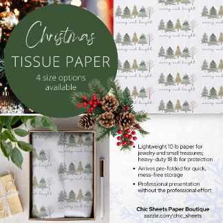 Merry & Bright Christmas Tree Design Tissue Paper
