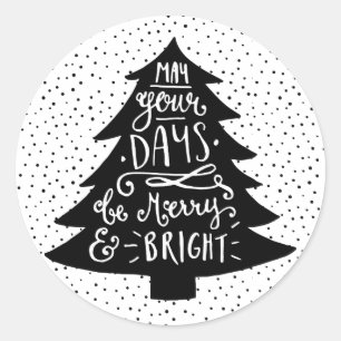 Merry & Bright Christmas Tree Holiday Sticker
