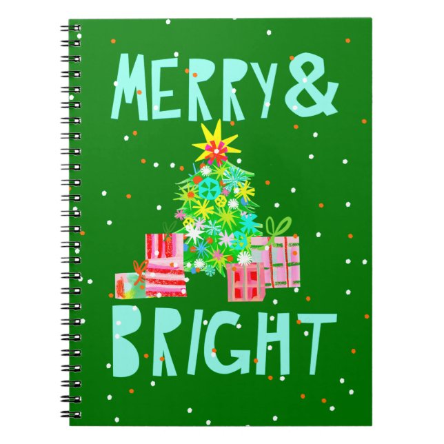 Merry & Bright Christmas Tree Notebook (Front)