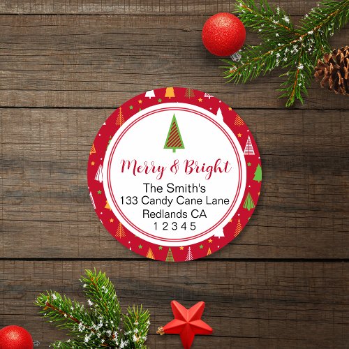 Merry  Bright Christmas Tree Return Address Label