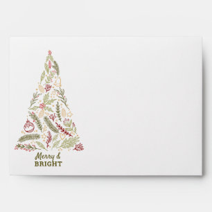 Merry & Bright Christmas Tree & Rustic Pine Envelope