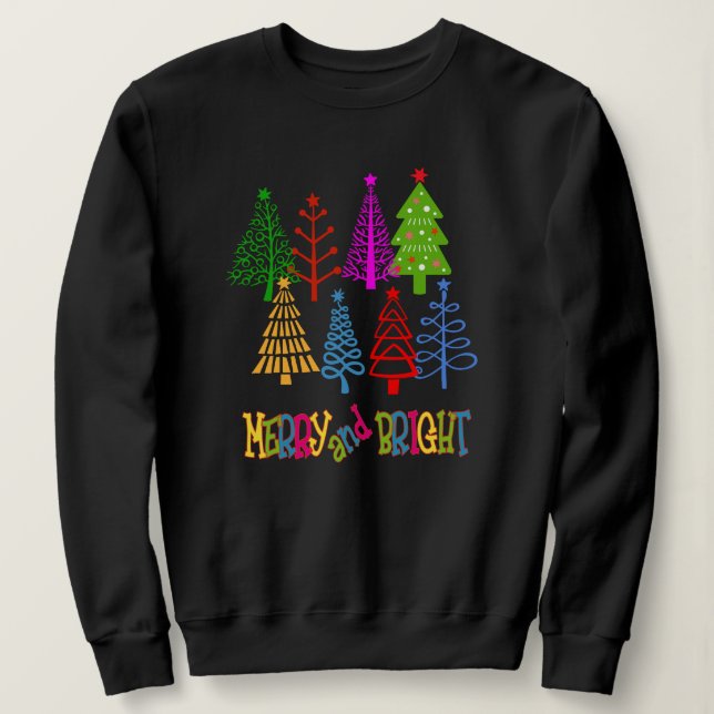 Merry & Bright Christmas Tree Sweatshirt - Festive (Design Front)