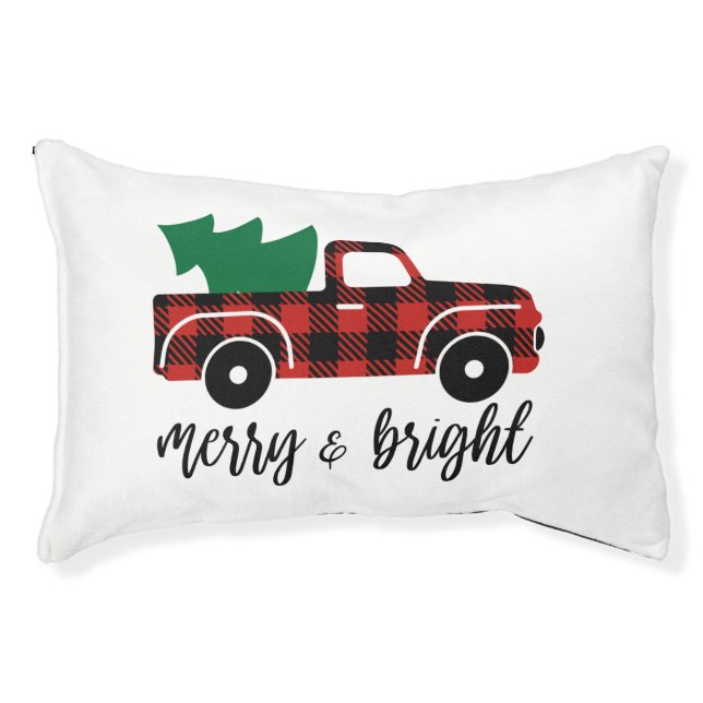 Merry & Bright Christmas Truck Dog Bed (Front)