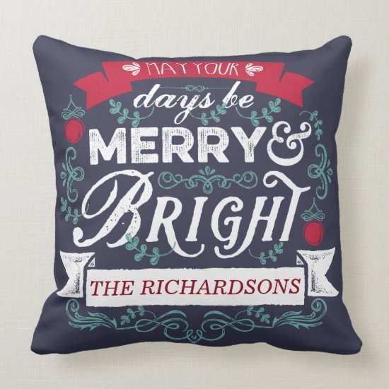 Merry &amp; Bright Christmas Typography Custom Banner