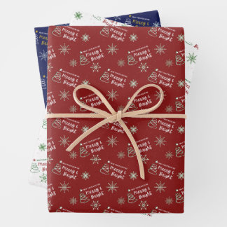 Merry & Bright Christmas Wrap Pack Wrapping Paper Sheets