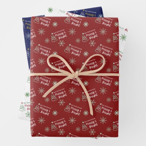 Merry  Bright Christmas Wrap Pack Wrapping Paper Sheets