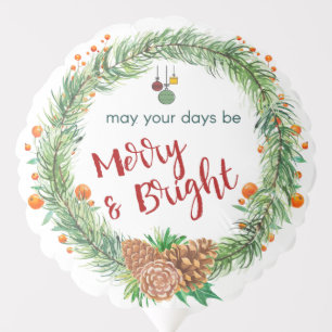 Merry & Bright Christmas Wreath Balloon