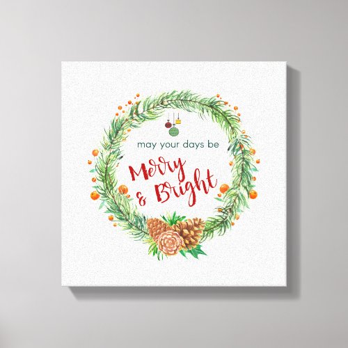 Merry  Bright Christmas Wreath Canvas Print