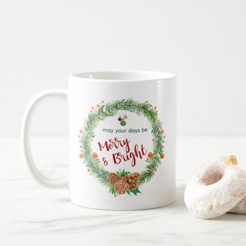 Merry  Bright Christmas Wreath Coffee Mug