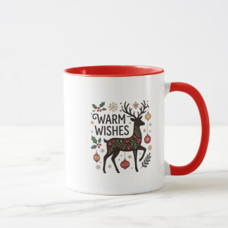 Merry & Bright Christmas Wreath Green Handle Mug