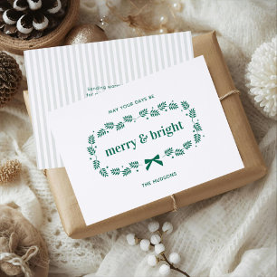 Merry & Bright Christmas Wreath Letterpress Card