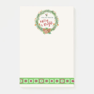 Merry & Bright Christmas Wreath Post-it Notes