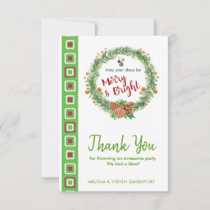 Merry & Bright Christmas Wreath Thank You Card