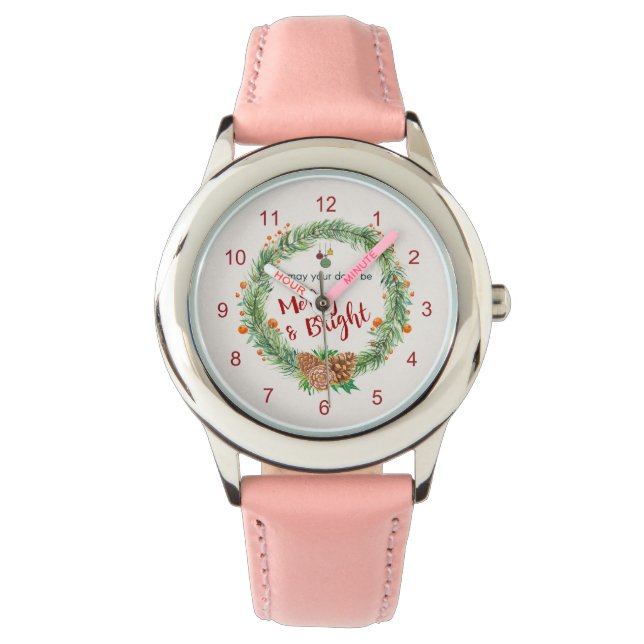 Merry & Bright Christmas Wreath Watch (Front)