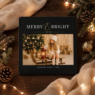 Merry & Bright Classic Christmas Photo Holiday Card
