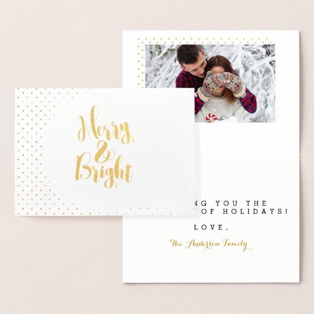 Merry & Bright Classic Holidays Typography Design Foil Card (Display)