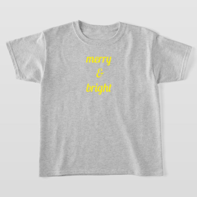 Merry & Bright Classy Grey Yellow Custom Gift T-Shirt (Laydown)