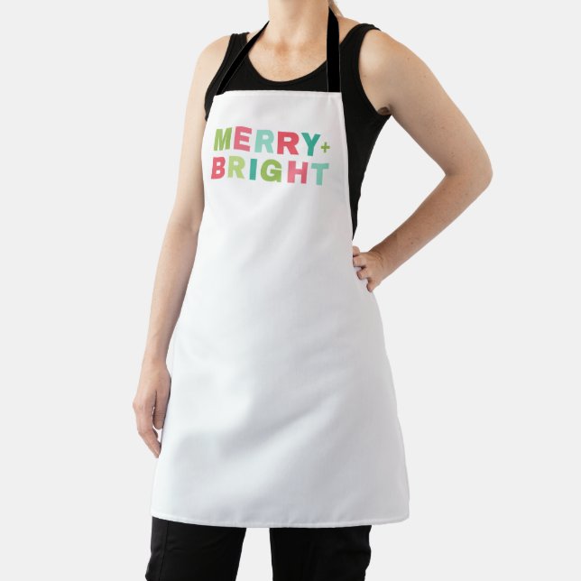 Merry + Bright Colorful Christmas Apron (Insitu)