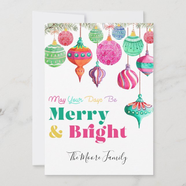 Merry & Bright Colorful Christmas Card (Front)