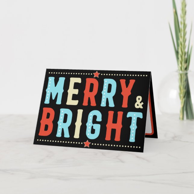 Merry & Bright Colorful Christmas Card (Front)