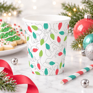 Merry & Bright Colorful Christmas Party Lights Paper Cups