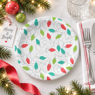 Merry & Bright Colorful Christmas Party Paper Plates