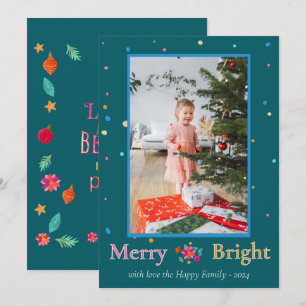  Merry Bright Colorful Christmas Photo Holiday Card