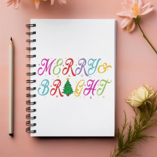 Merry & Bright Colorful Christmas Tree Festive Notebook