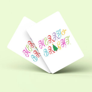 Merry & Bright Colorful Christmas Tree Festive Poker Cards