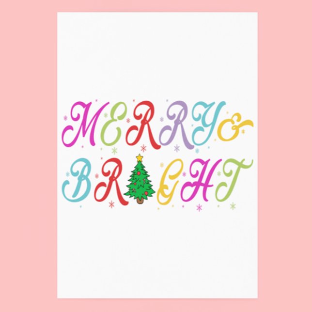 Merry & Bright Colorful Christmas Tree Festive Poster (Creator Uploaded)