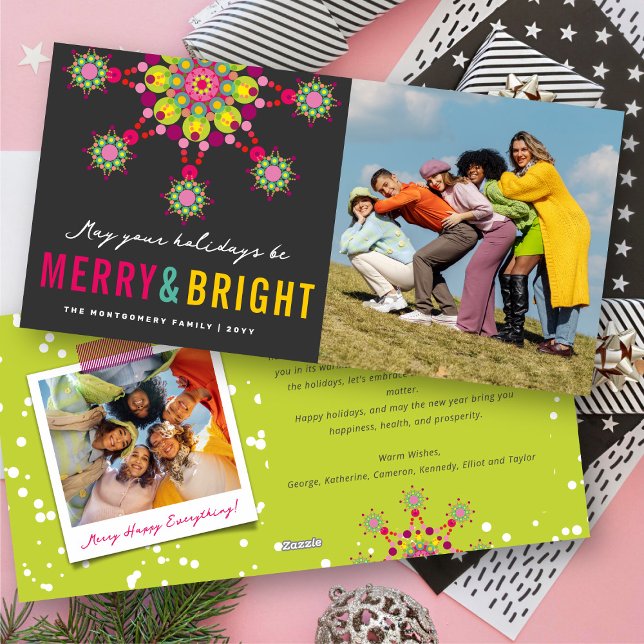 Merry & Bright Colorful Festive Star Elegant Photo Holiday Card (Merry & Bright Colorful Festive Star Elegant Photo Holiday Card @ fat_fa_tin)