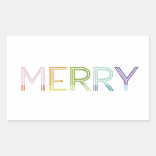 Merry bright colorful fun color block sticker