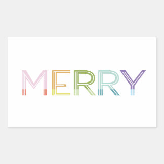 Merry bright colorful fun color block sticker