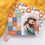 Merry & Bright Colorful Modern Christmas Photo Holiday Card<br><div class="desc">Celebrate the season in style with our “Merry & Bright” photo card, a bold and vibrant design perfect for those who love a fun, modern twist on tradition. Featuring colorful squares in orange, yellow, green, pink, and blue, each letter of “merry & bright” pops inside its own vibrant block. Below,...</div>
