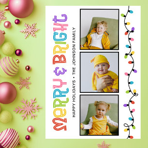 Merry & Bright Colorful Photo Holiday Card