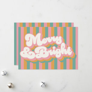 Merry & Bright Colorful Retro Christmas Non Photo Holiday Card
