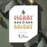 Merry & Bright Colorful Retro Non-Photo Christmas Holiday Card<br><div class="desc">Add a touch of nostalgia to your Christmas gifting with this colorful Merry & Bright Holiday Card design. Featuring retro fonts in festive red, green and pink colors which read 'Merry & Bright' with a colorful border on the back. This modern Season's Greetings greeting card design includes space for your...</div>