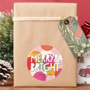Merry & Bright Confetti Christmas Holiday Sticker