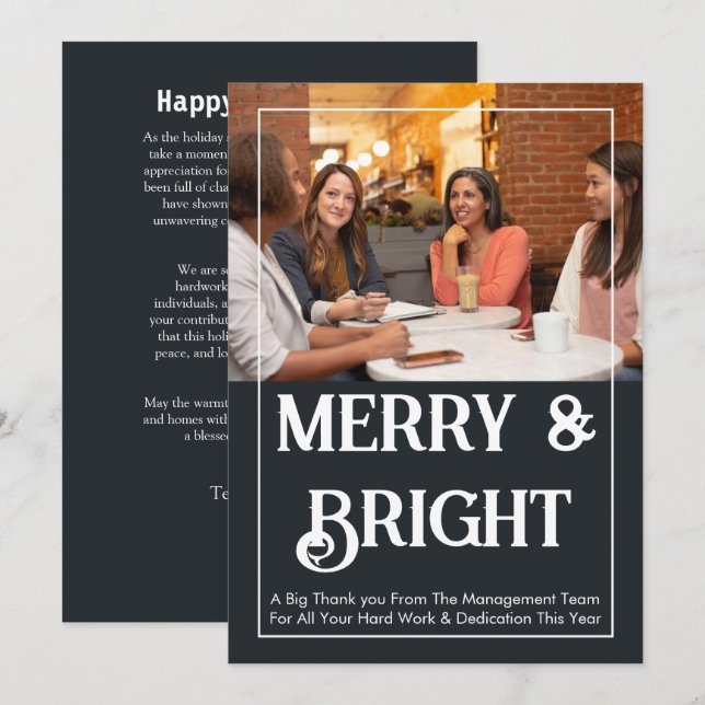 Merry & Bright Corporate Holiday Card for Employee (Front/Back)