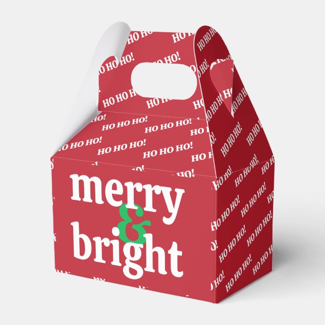 "Merry & Bright" Custom Text Favor Boxes (Front Side)