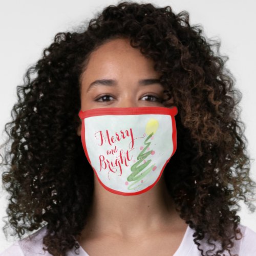 Merry  Bright Cute Abstract Christmas Tree Face Mask