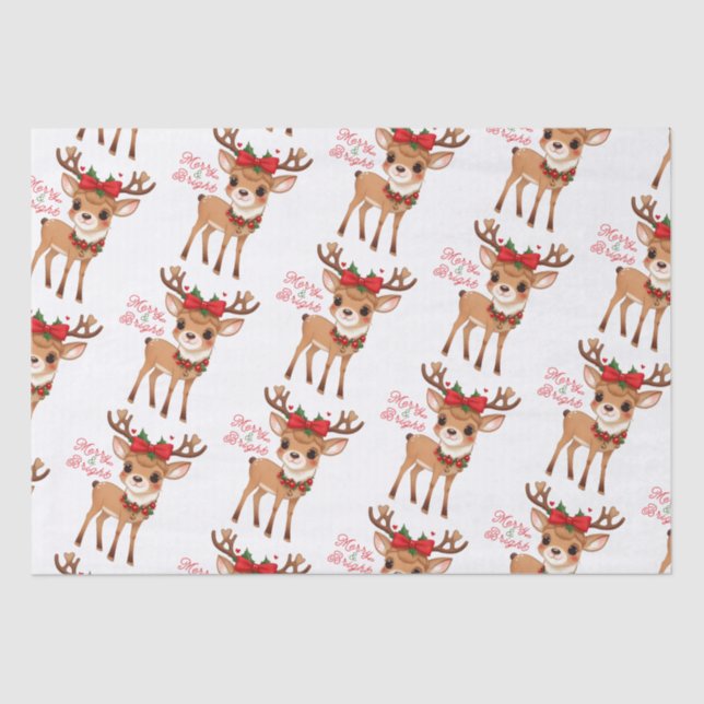 Merry&Bright Cute Reindeer Tissue Paper (Front)