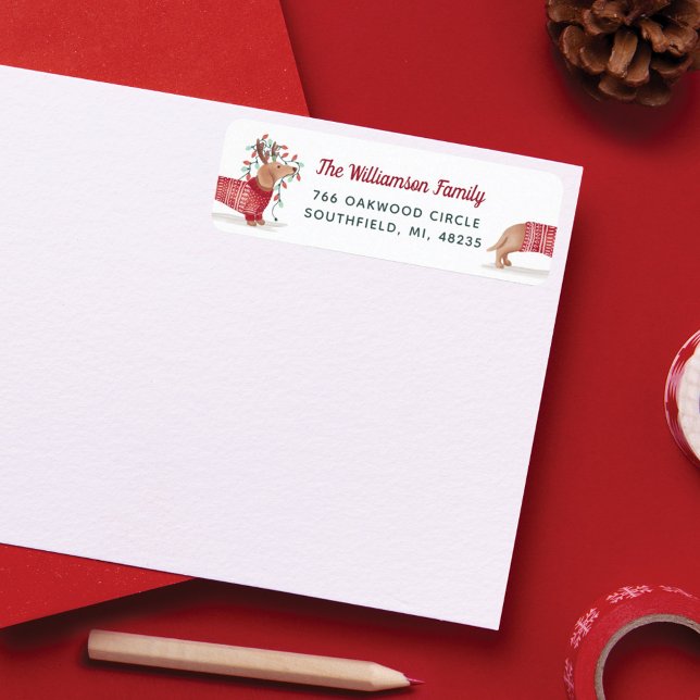 Merry & Bright | Dachshund Dog Christmas Sweater Label (Merry & Bright | Dachshund Dog Christmas Sweater Label)